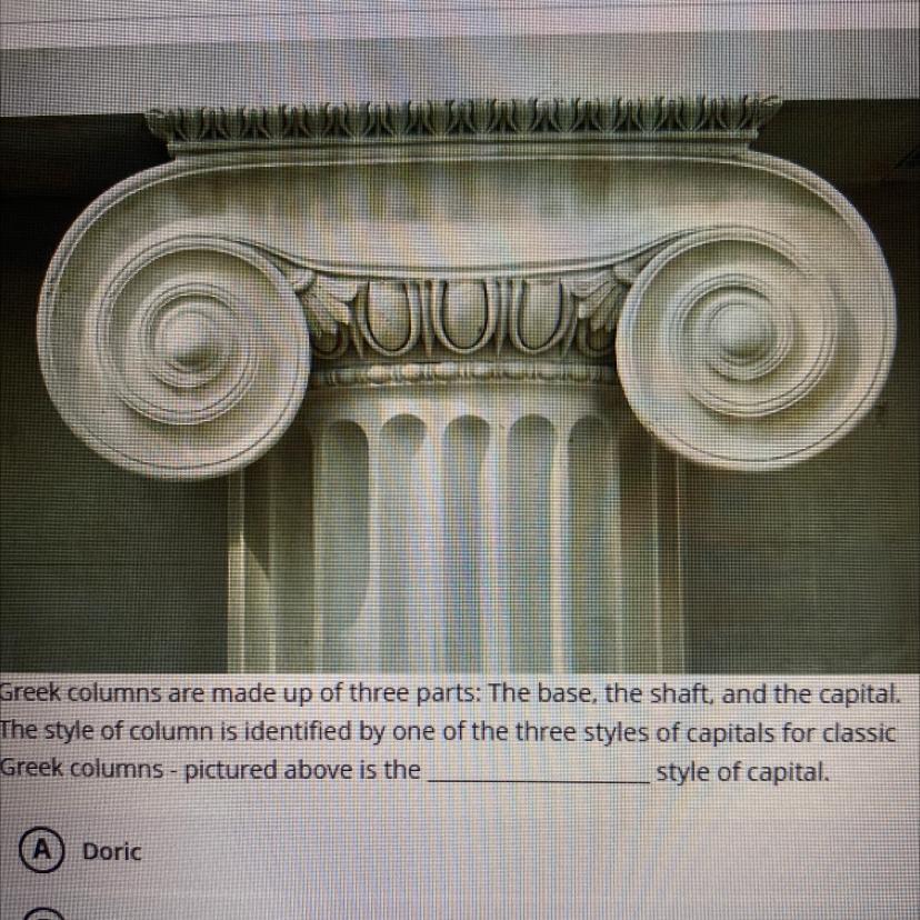 Greek columns are made up of three parts: The base, the shaft, and the capital.The style of column is