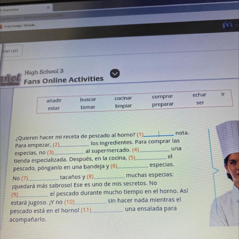 Lee los consejos de esta cocinera y compltalos con los verbos del cuadro enforma de mandato.