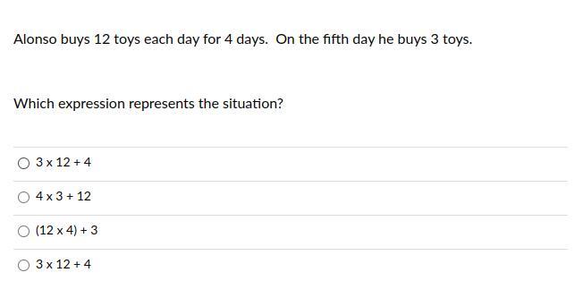 Alonso Buys 12 Toys Each Day For 4 Days. On The Fifth Day He Buys 3 Toys.