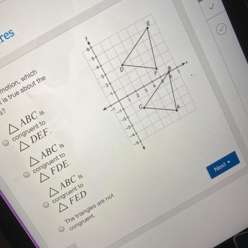 HELP ASP!!! PlSUsing Rigid Motion Which Statement Is True About The Triangles?