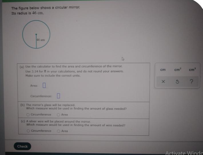 The Figure Below Shows A Circular Mirror. It's Radius Is 46 Cm