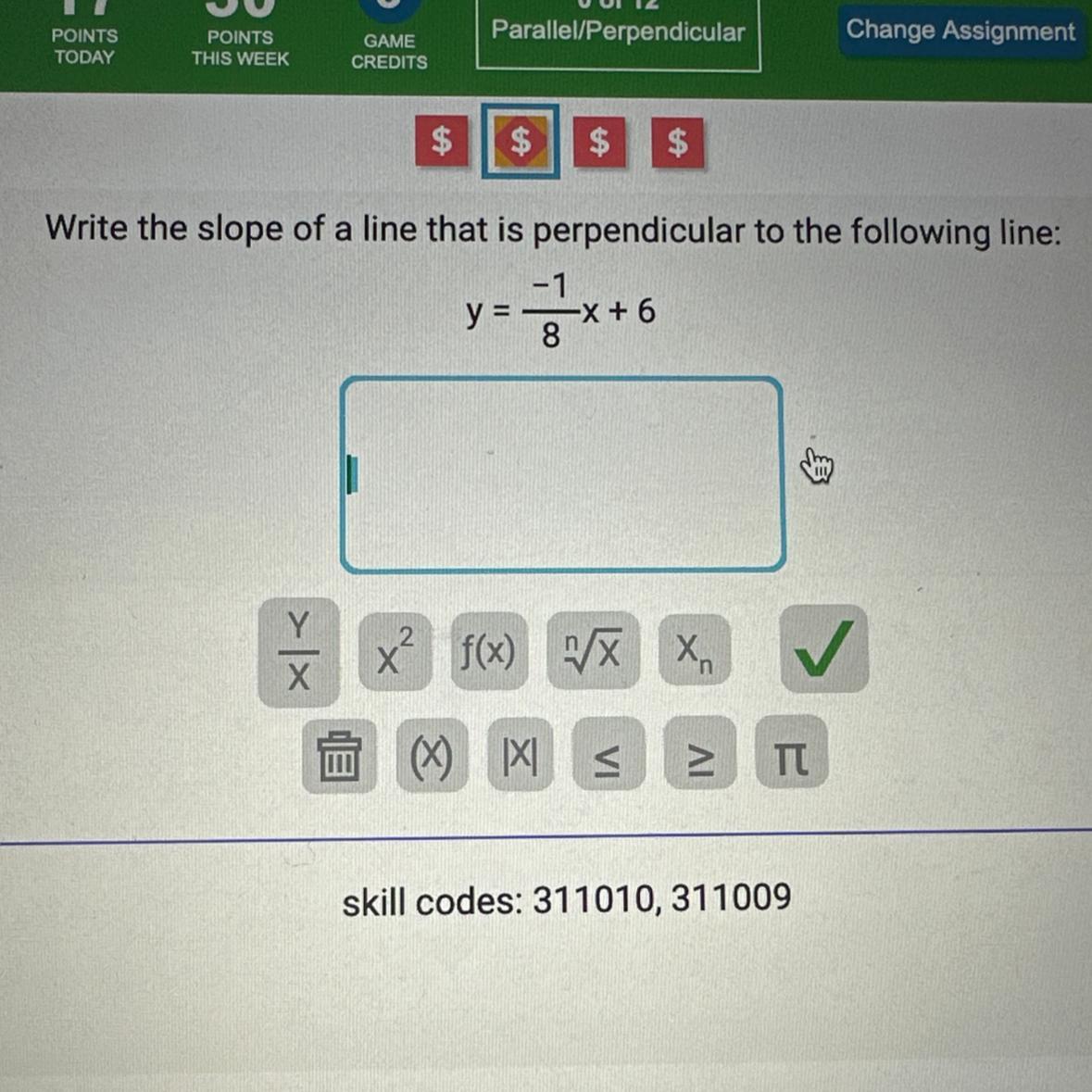 write the slope of a line that is perpendicular to the following line: