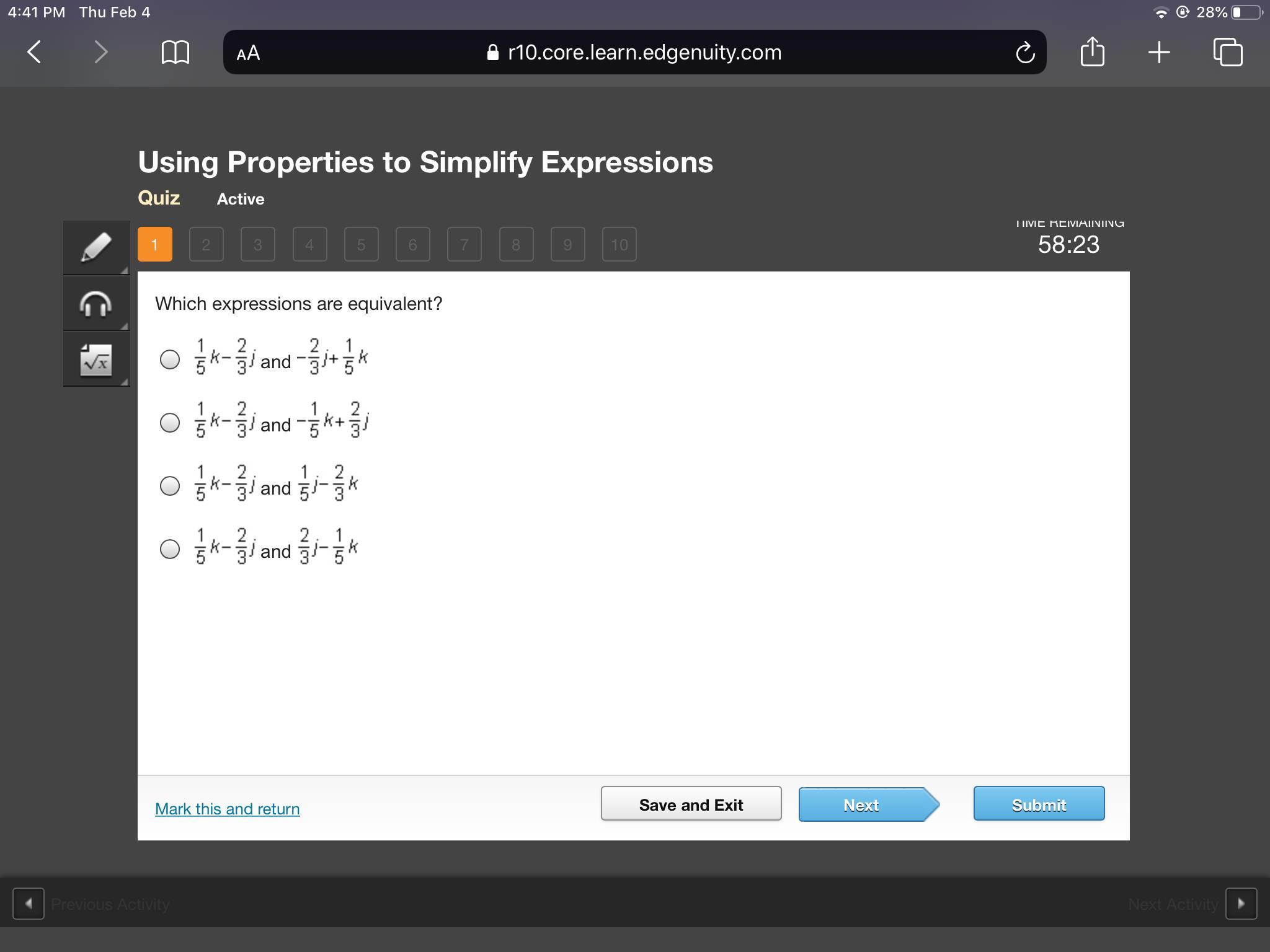 Which Expressions Are Equivalent? I Like Your Cut G!