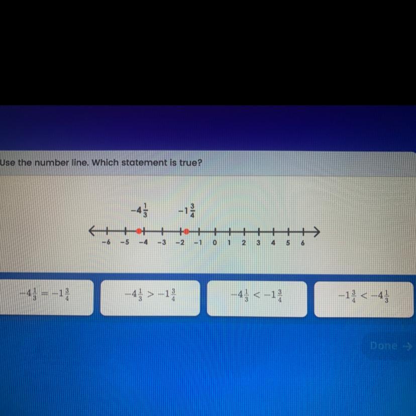 Use The Number Line. Which Statement Is True?