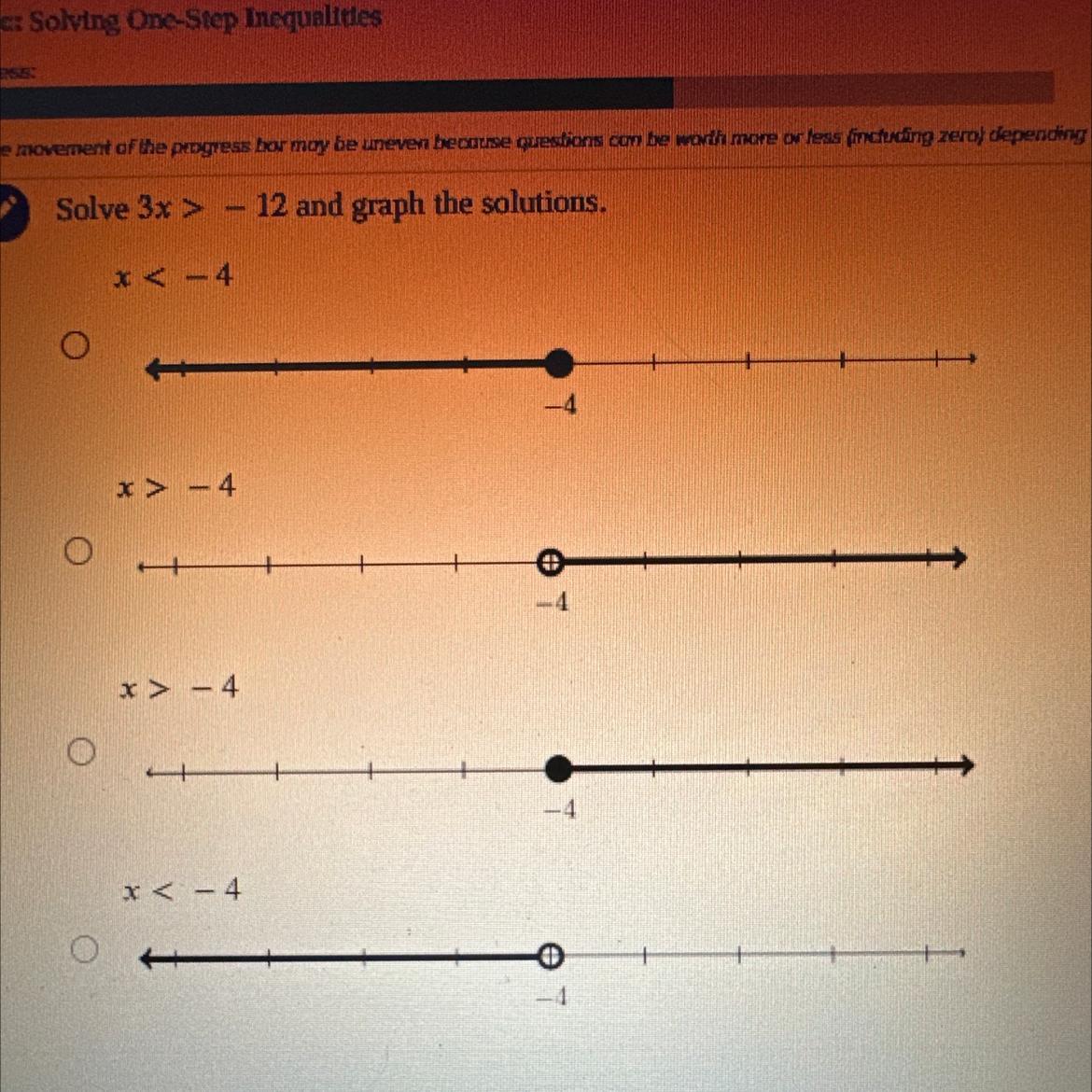 solve 3x &gt; -12 and graph the solutions
