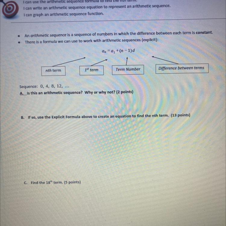 I Can Use The Arithmetic Sequence Formula To Find The Nth Term.I Can Write An Arithmetic Sequence Equation