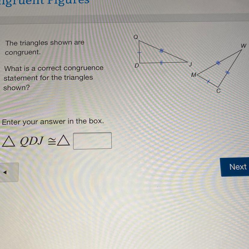The triangles shown arecongruent.What is a correct congruencestatement for the trianglesshown?HELP ASP