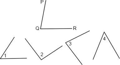 Identify an angle that's congruent to PQR in the given figure. answers : A) 3 B) 1 C) 4 D) 2