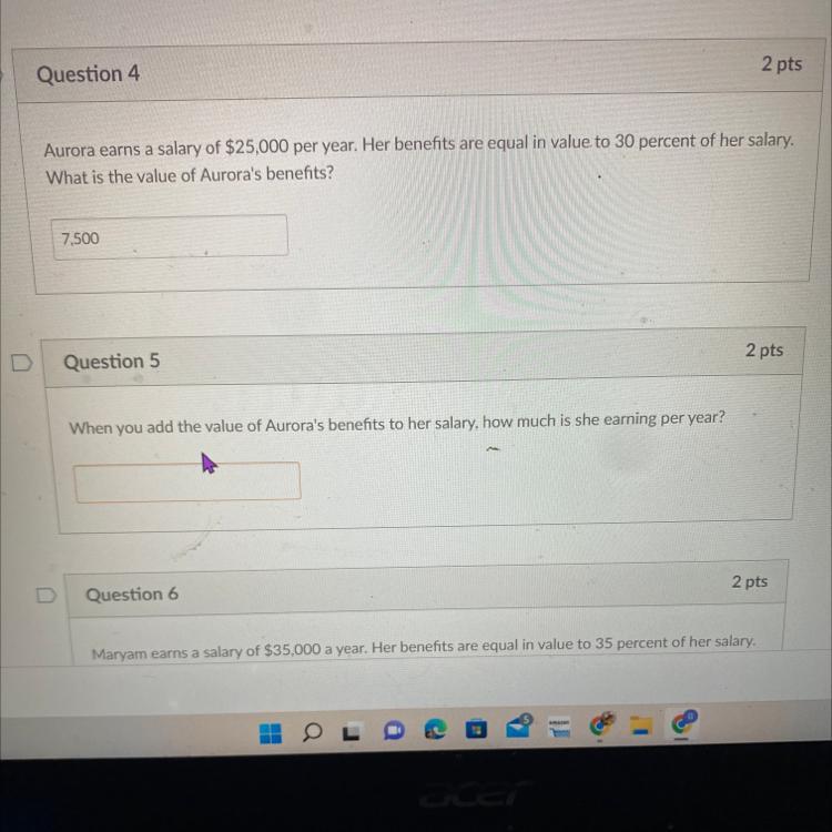 When You Add The Value Of Aurora's Benefits To Her Salary, How Much Is She Earning Per Year?
