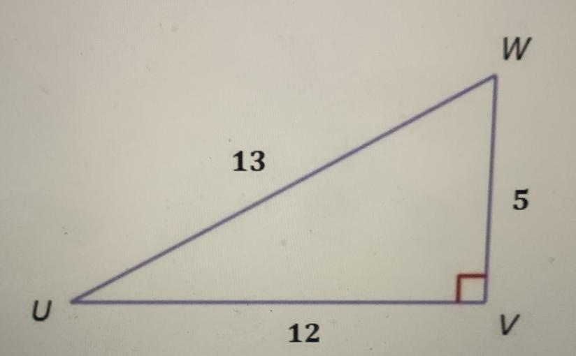 Express The Cosine Of W As A Ratio Of The Given Side Lengths.A)12/13B)13/12C)5/12 D)5/13