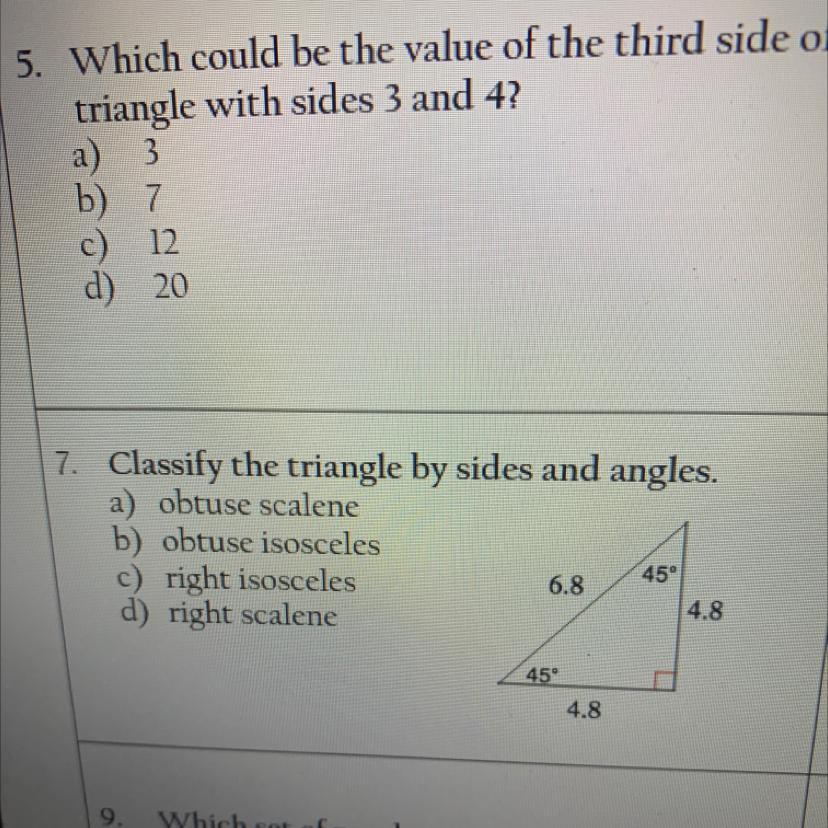 Classify the triangle by sides and angles. 