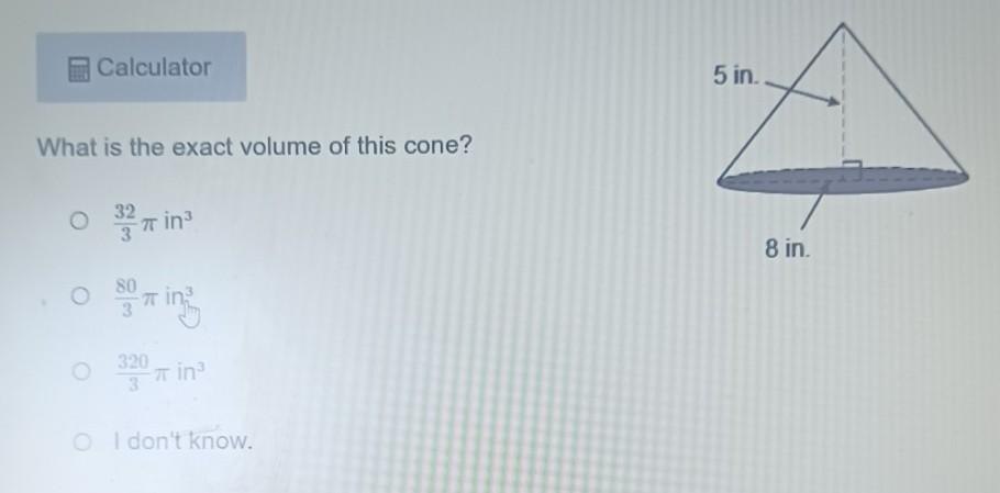 PLEASE HELP IM GIVING ALL MY POINTS What is the exact volume of this cone?