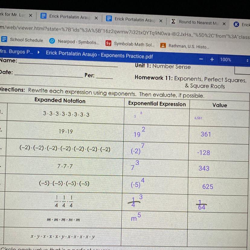 What is the value of m to the power of 5? 