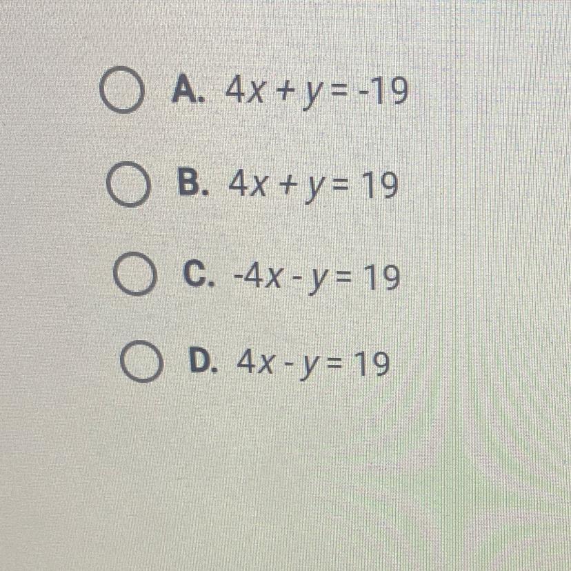 Which of the following is the equation of a line parallel to the line y = 4x+1,passing through the point