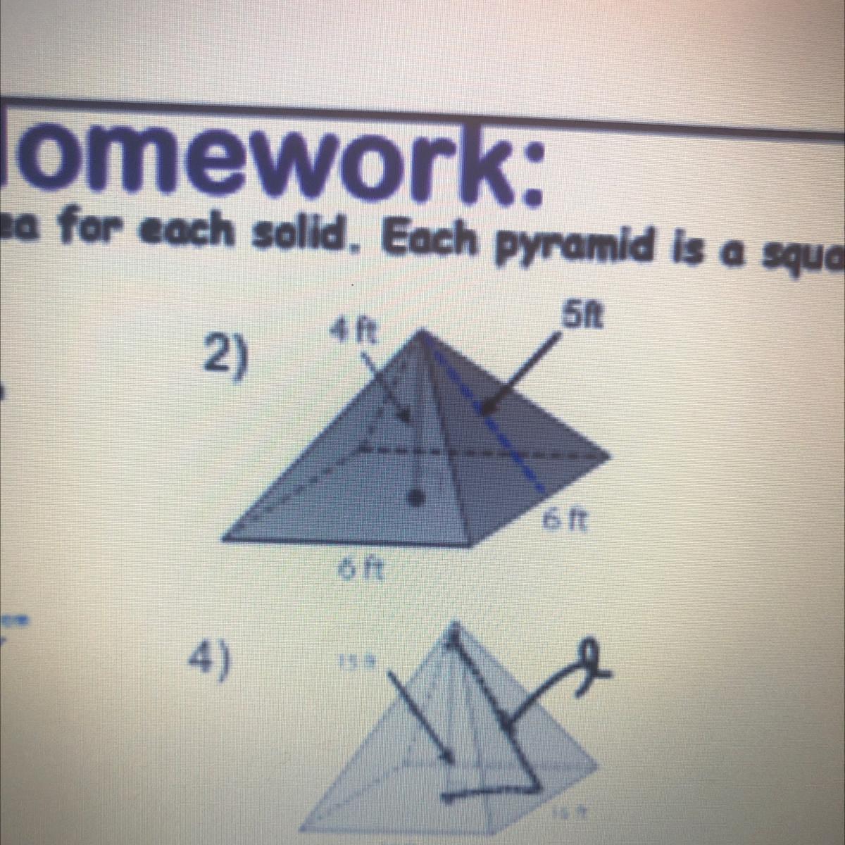 find the surface area of the pyramid 
