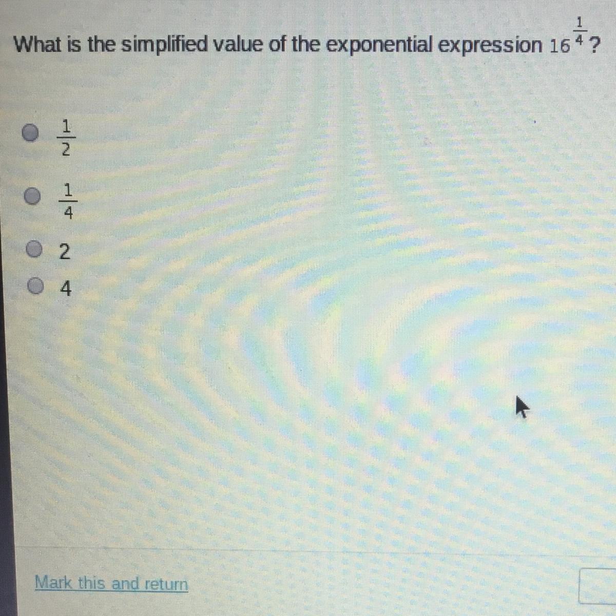 What is the simplified value of the exponential expression 16^1/41/21/424