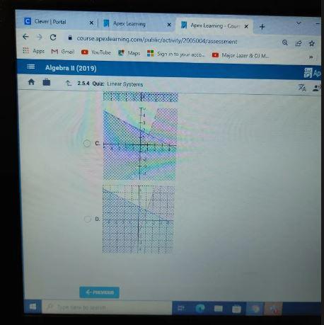 Which of the following is the solution to the following system of inequalities?Let the green region represent