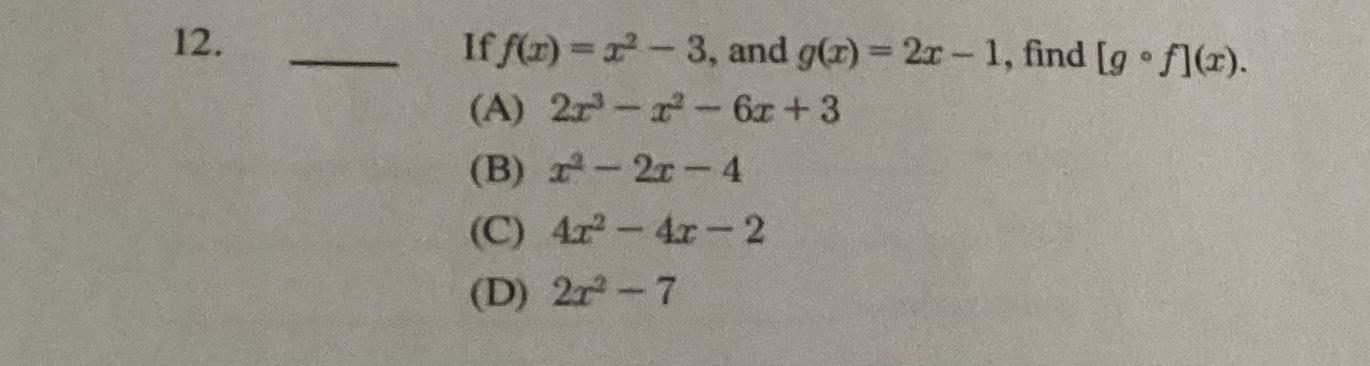 50 Points! Multiple Choice Algebra Question. Photo Attached. Thank You!