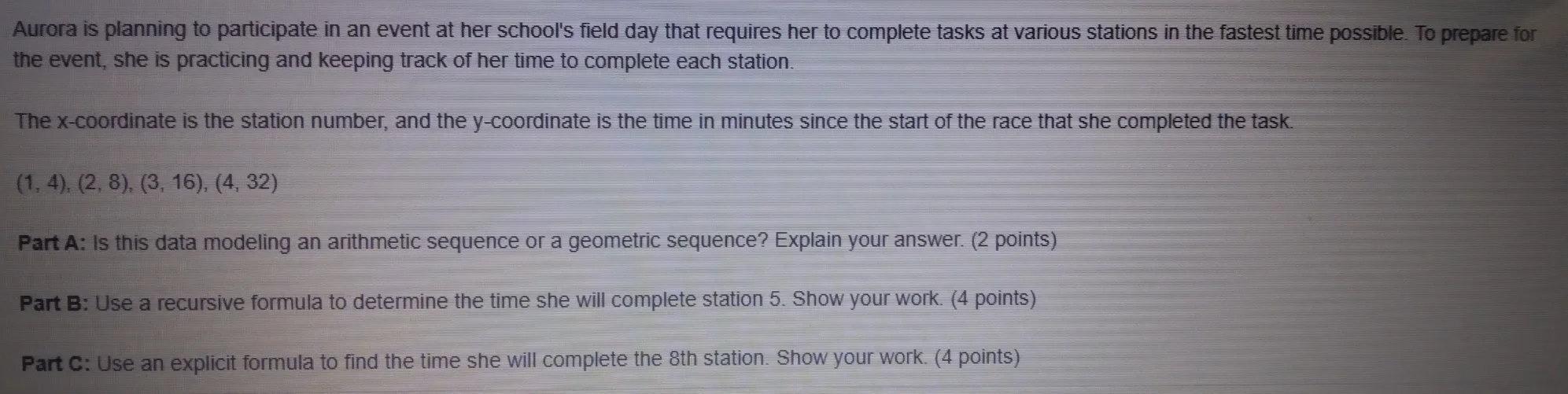 my question is:the sequence(1,4),(2,8),(3,16),(4,32)i need to solve for the next one using recursive