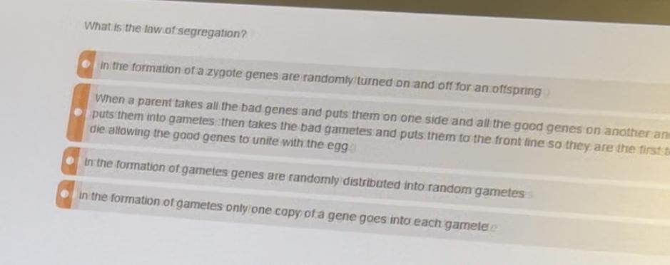 What is the law of segregation