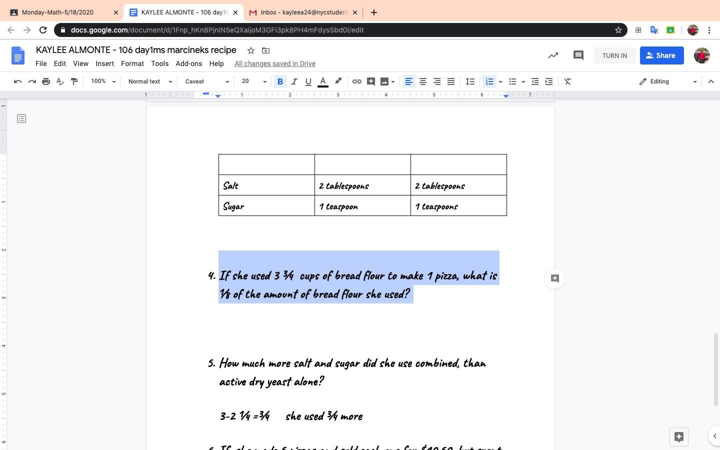 If She Used 3 Cups Of Bread Flour To Make 1 Pizza, What Is Of The Amount Of Bread Flour She Used?
