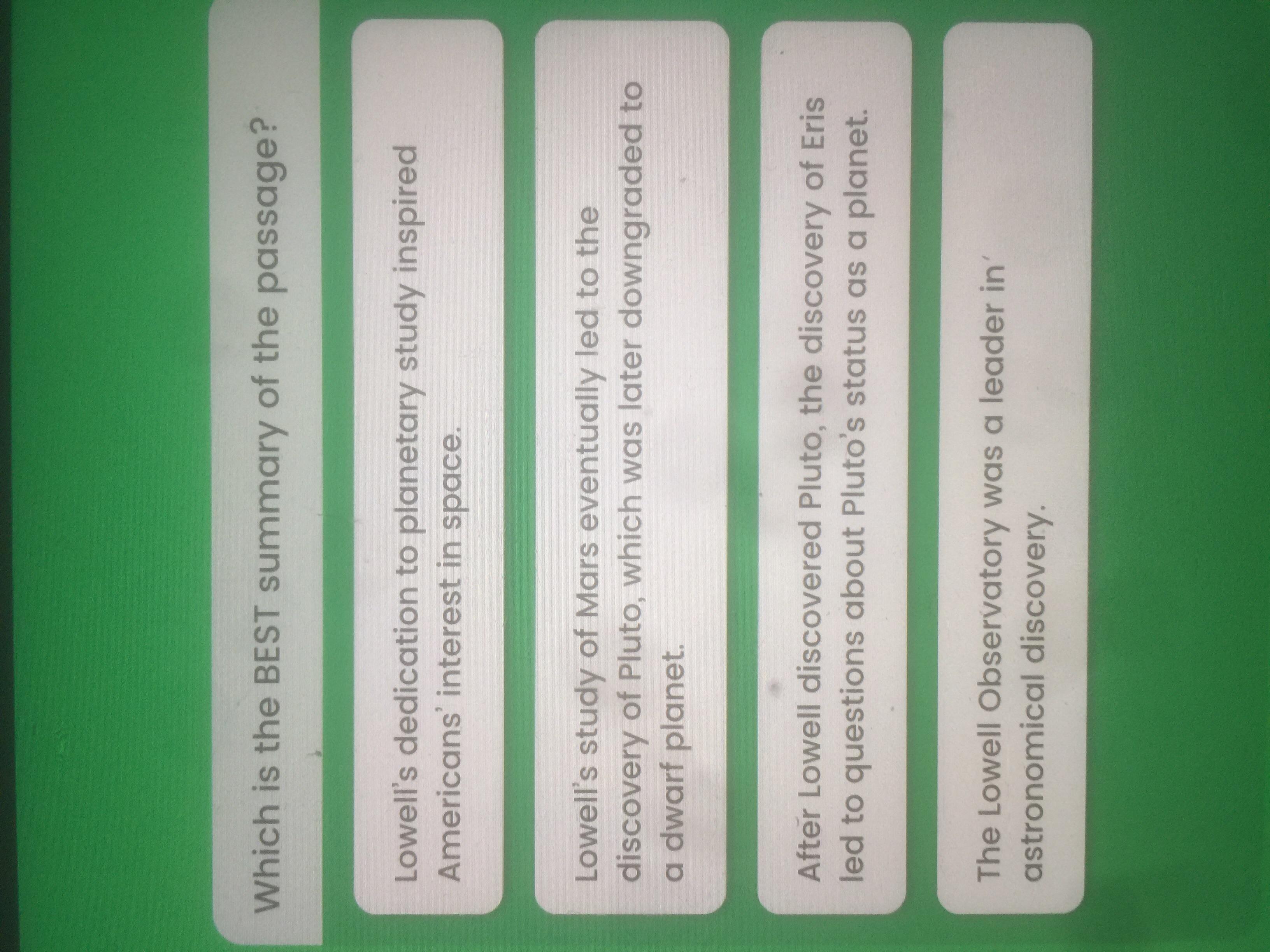 Which Is The Best Summary Of The Passage