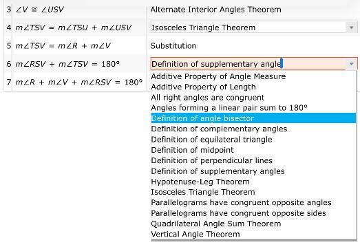 SURV. Complete the proof that mR+mV+mRSV=180 without using the Triangle Angle Sum Theorem.
