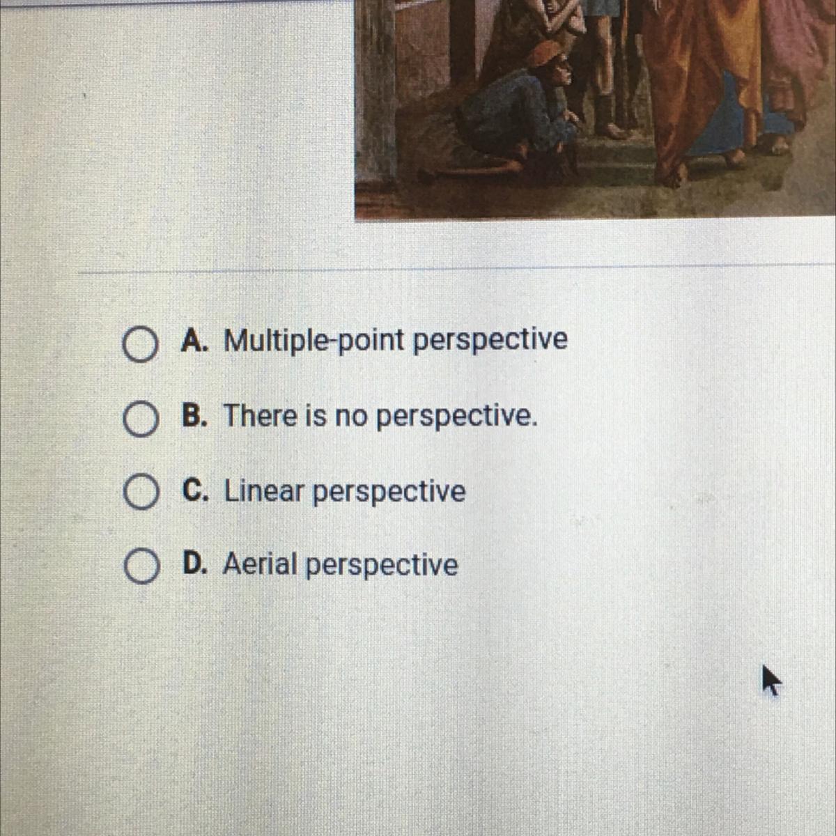 Look at Saint Peter Healing the Sick with His Shadow by Masaccio. What typeof perspective is used in