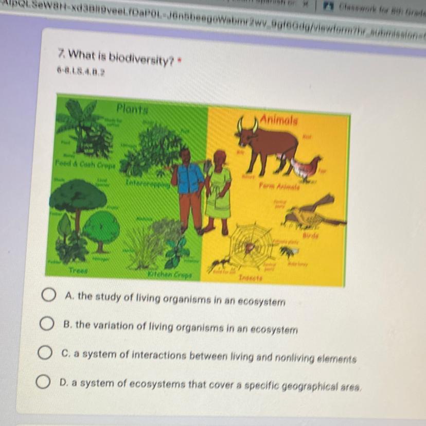 What Is Biodiversity? Answers For The Question Is In The Picture! NO LINKS OR FILES!