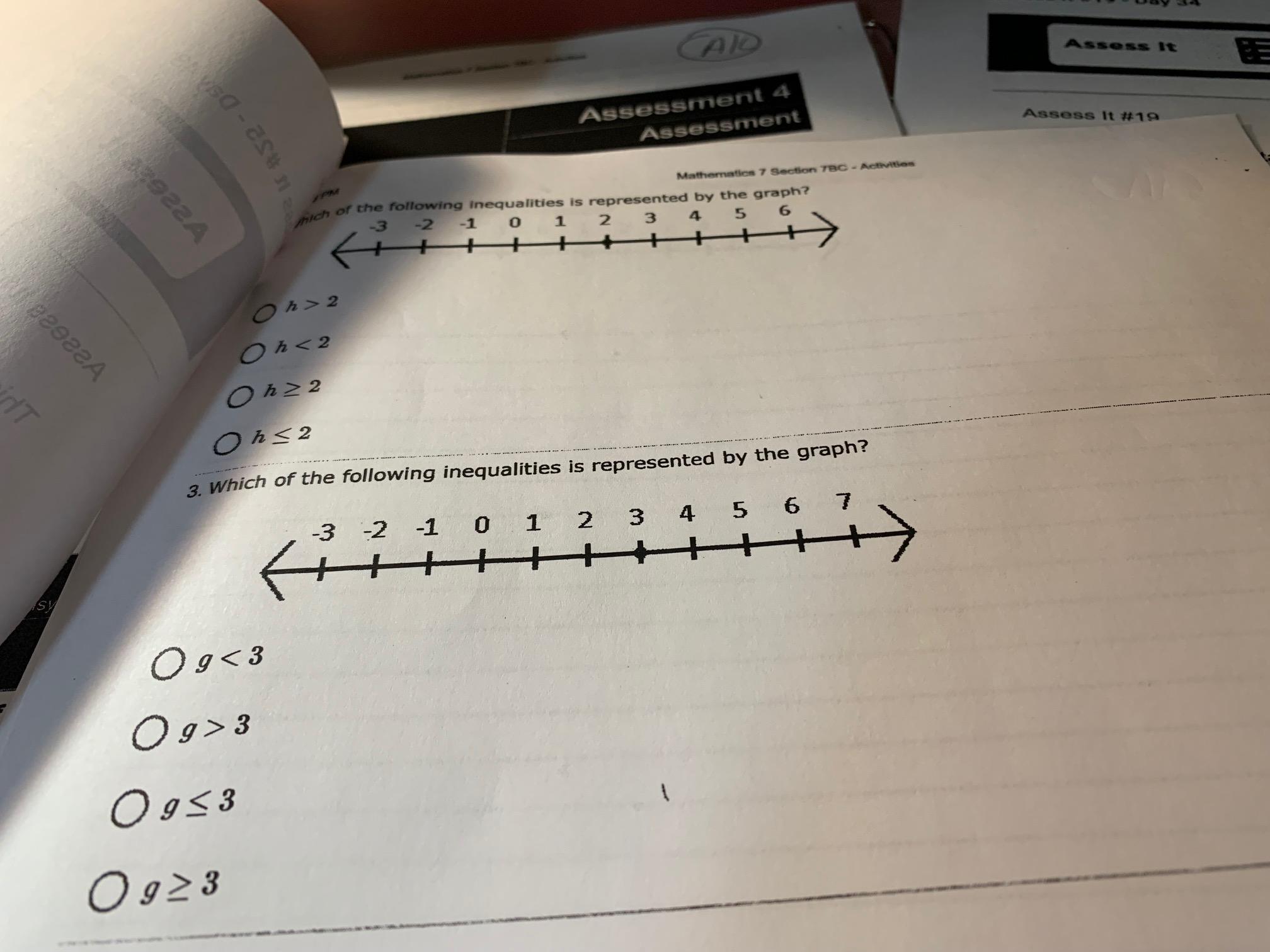 Which of the following inequalities is represented by the graphs?