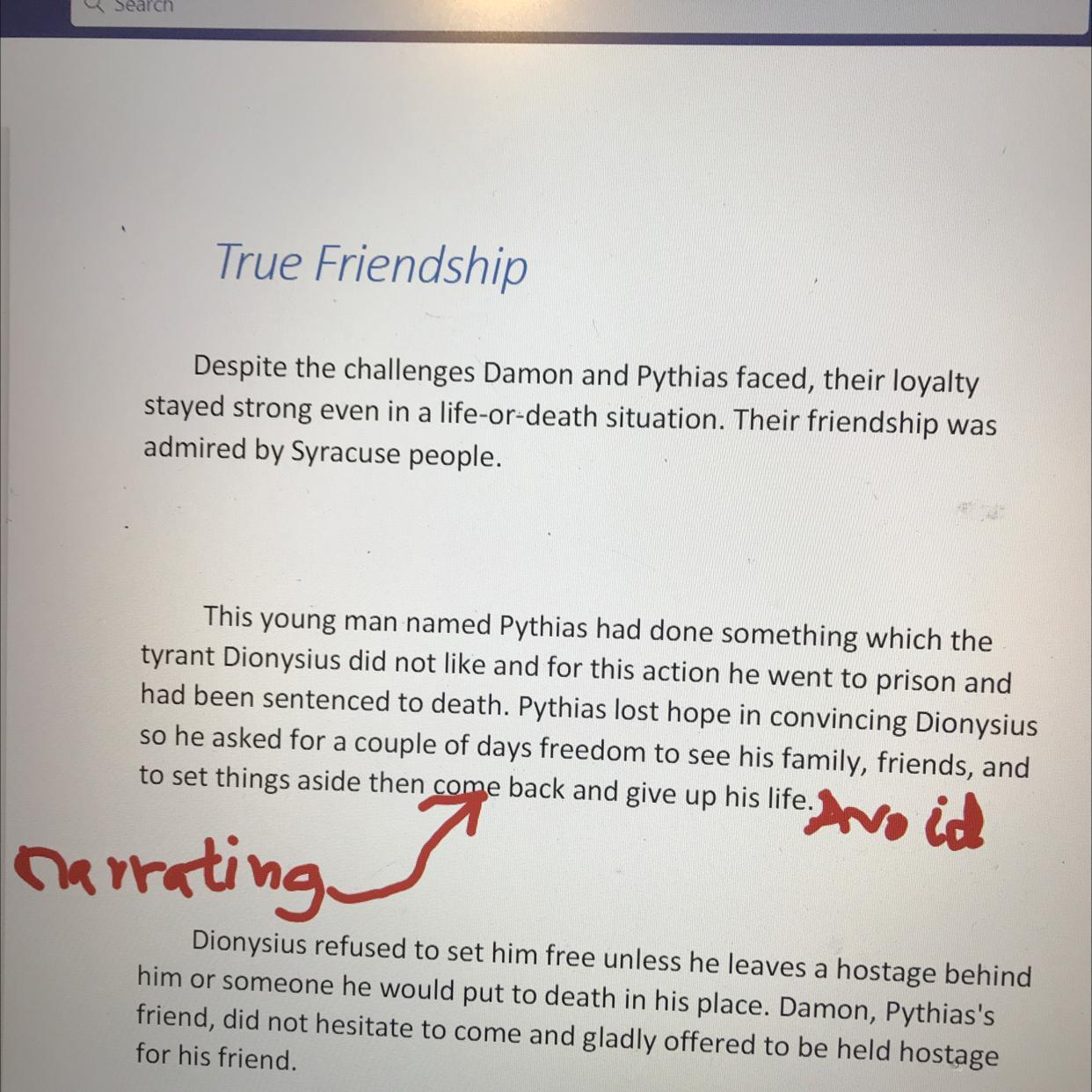 Guys help me with this how can I write it in a way that I can avoid narrating