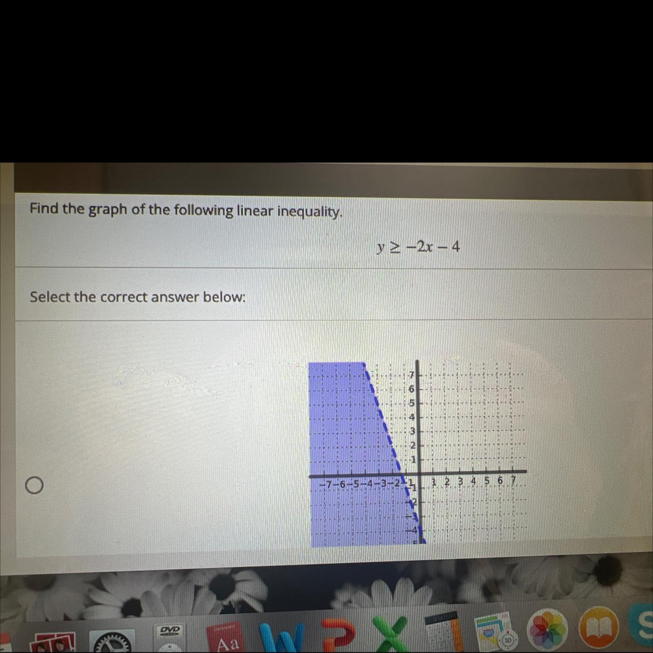 Find The Graph Of The Following Linear Inequality Question Is In The Photo