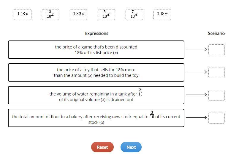 Drag the tiles to the correct boxes to complete the pairs. Not all tiles will be used.Match each expression