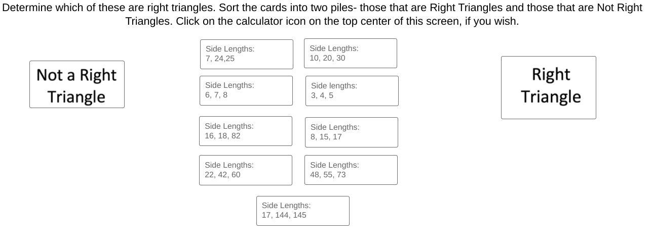 50 points!!! Please determine that triangles are right triangles and not right triangles. Will give brainiest,