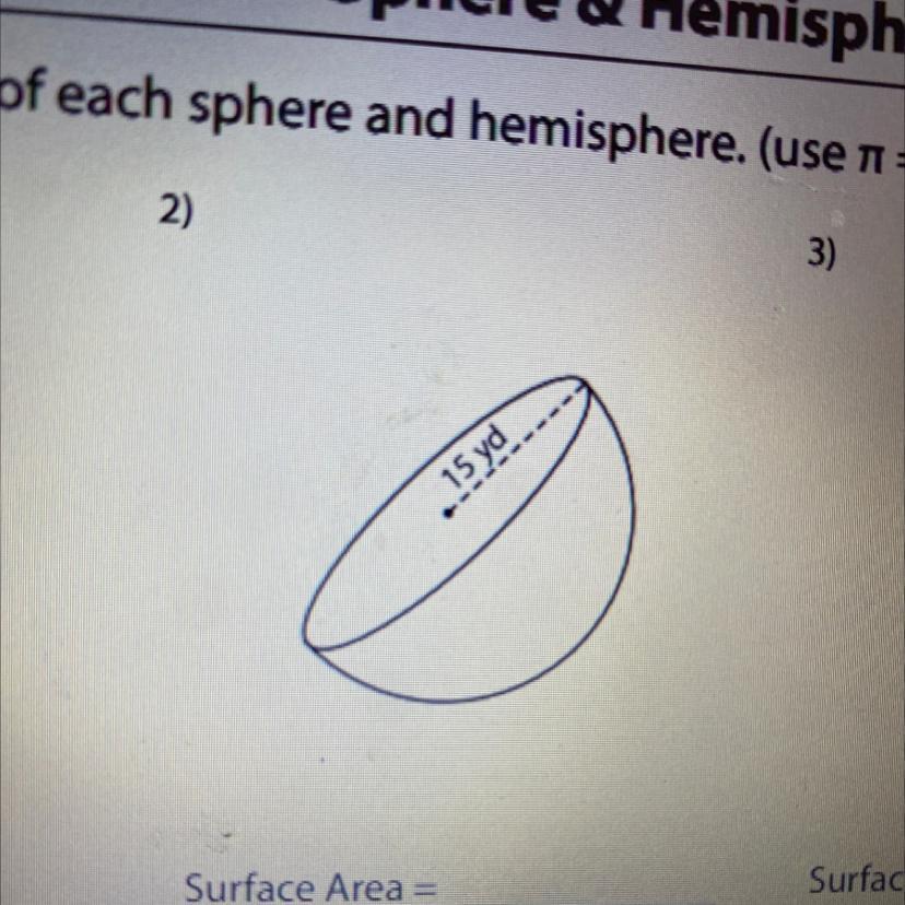 Surface area of 15 yd