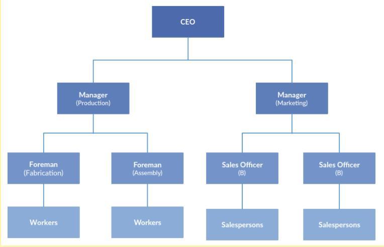 Look at the following picture and think about the organizational structure. Your task is to advise someone