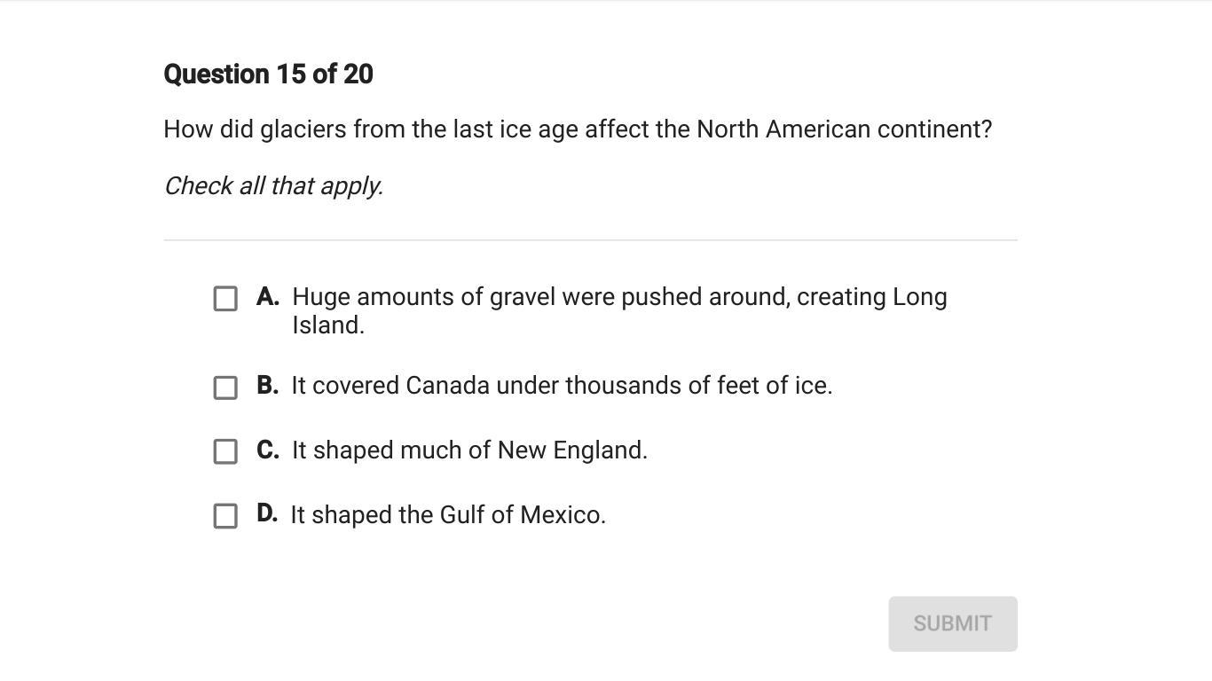 How did the Glaciers from the last ice age affect the North American continent