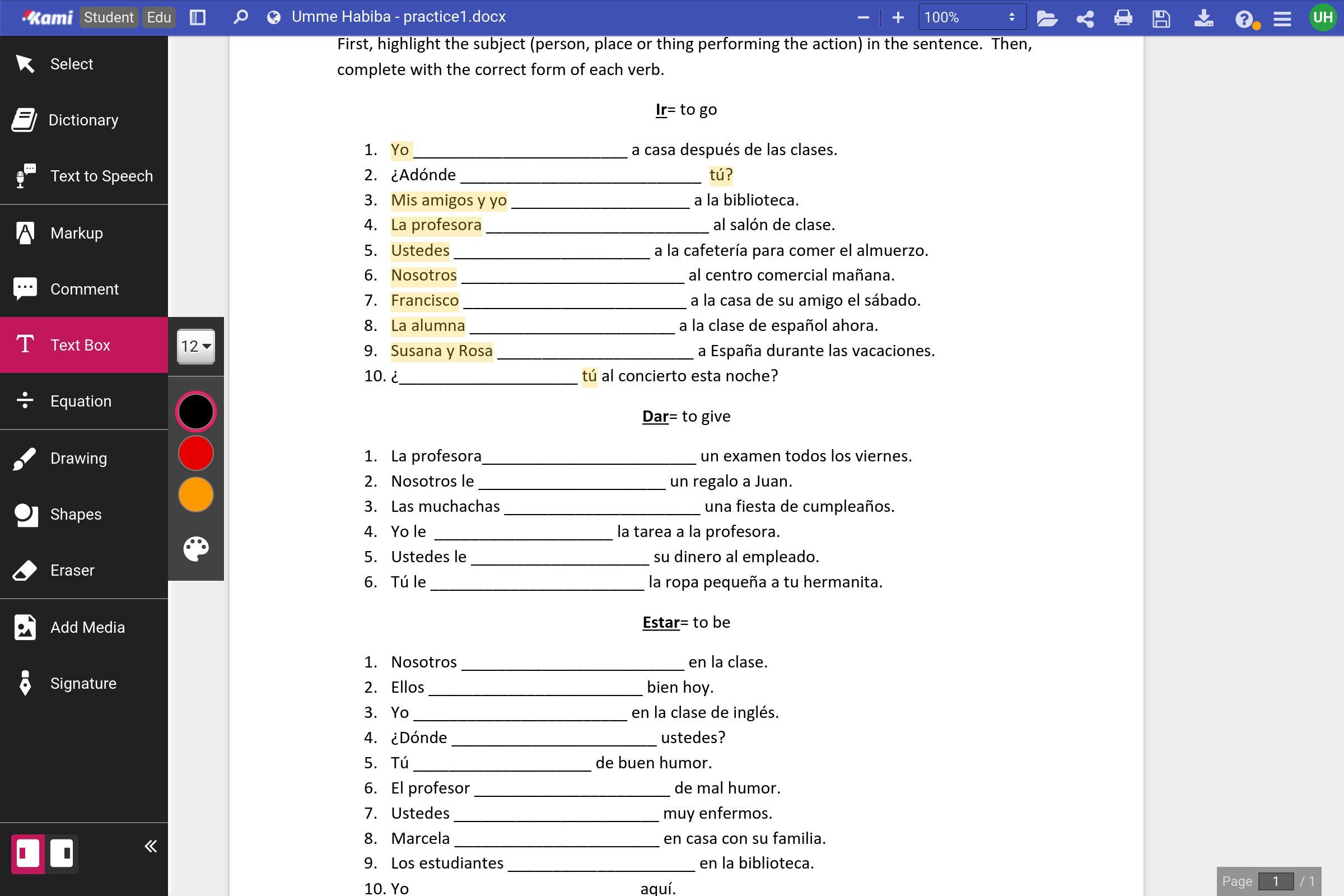 please help! I can do the highlighting part, please help with the fill-in-the-blank. thank you. :)