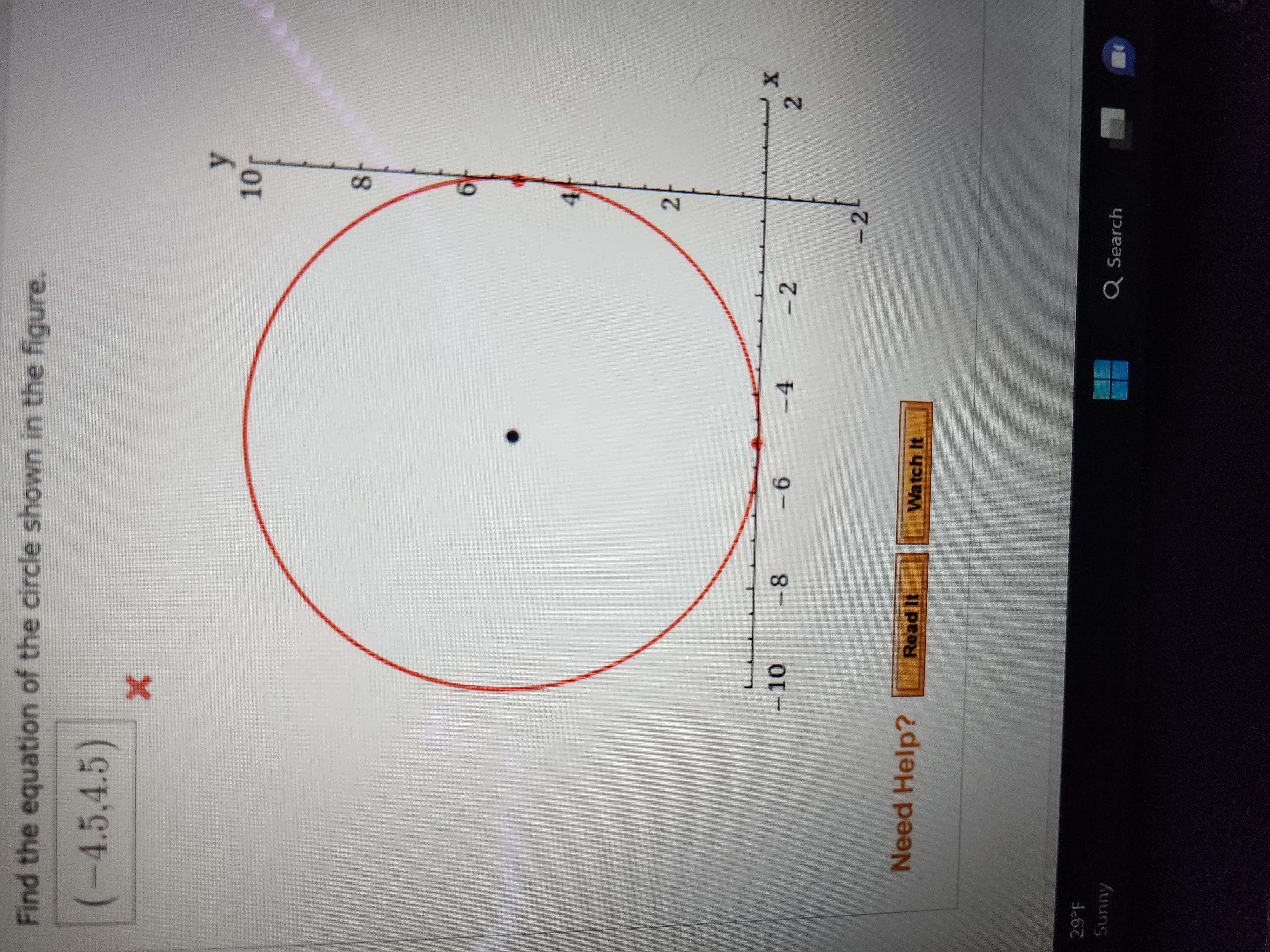 Find the equation of the circle shown