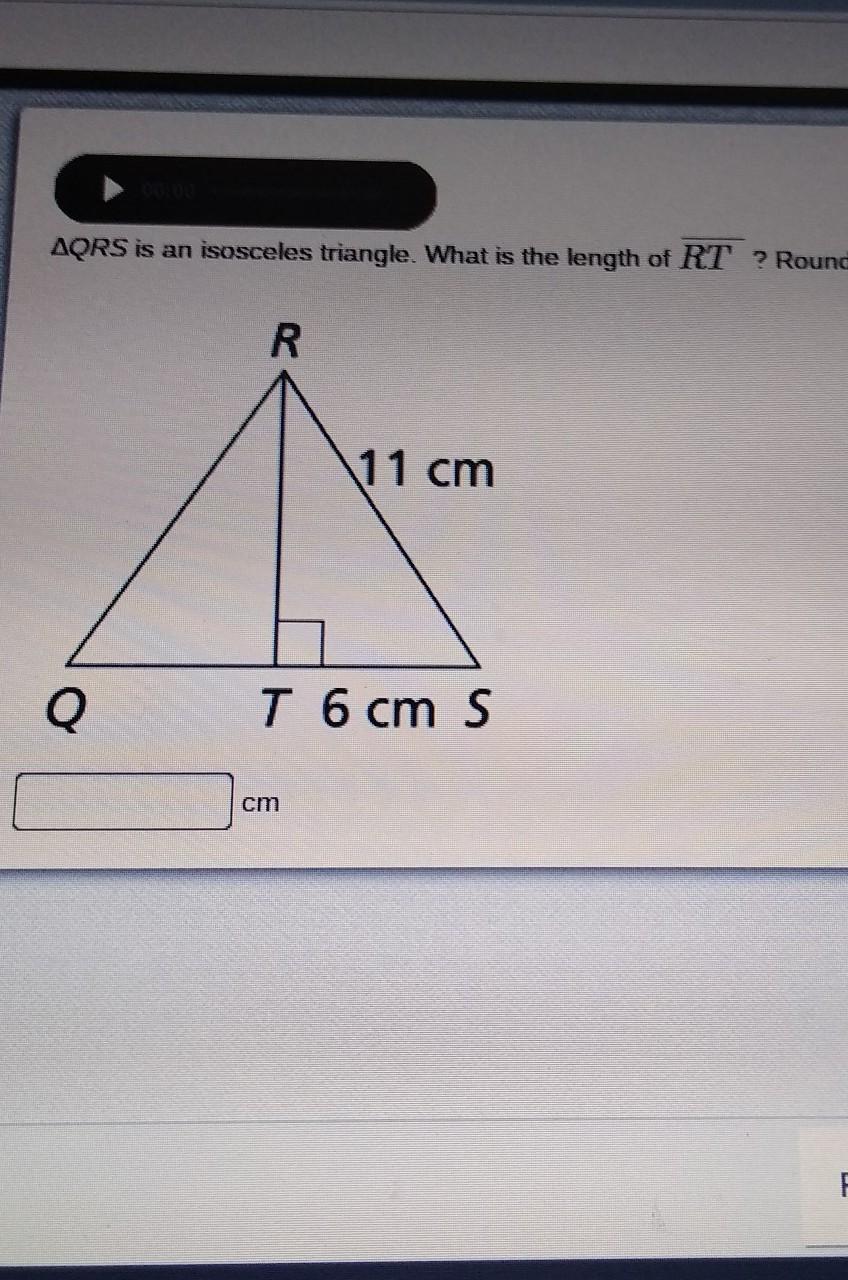 QRS Is An Isosceles Triangle. What Is The Length Of RT ? Round To The Nearest Hundredth. Enter Your Answer