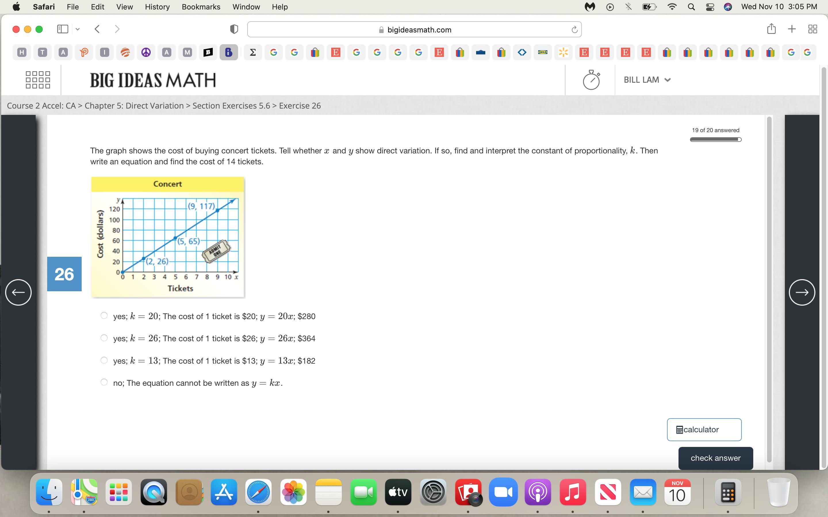 NO LINK SPAM OR REPORT: The graph shows the cost of buying concert tickets. Tell whether x and y show