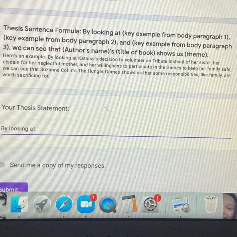Can someone help me with a thesis statement? The book Im doing is the first Harry Potter book about how