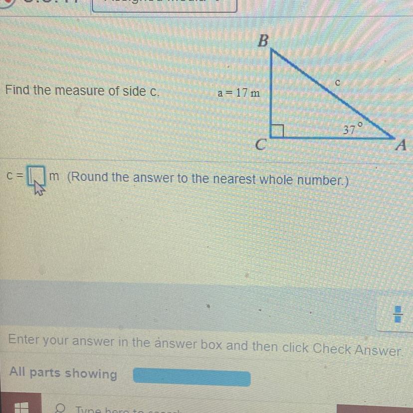 Find the measure of side c.m (Round the answer to the nearest whole number.)