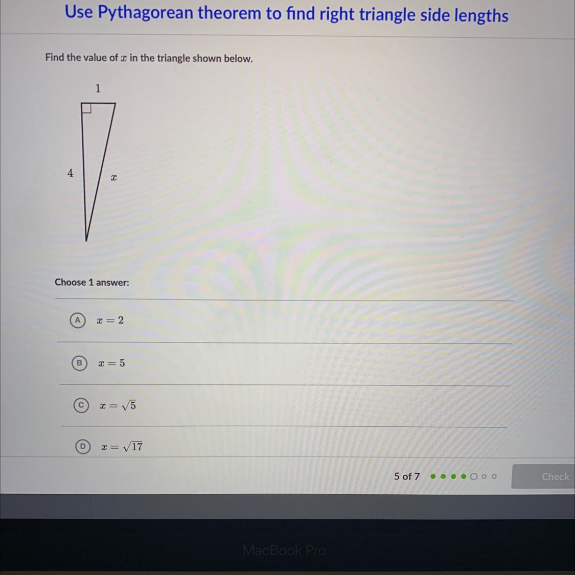 CoursesUse Pythagorean theorem to find right triangle side lengthsess BosseFind the value of x in the