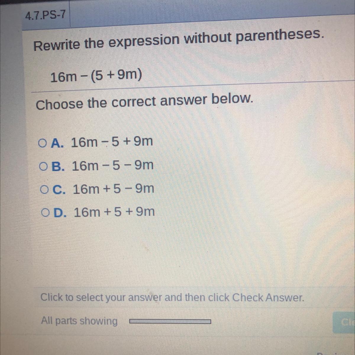 16m - (5 + 9m) which one is it 