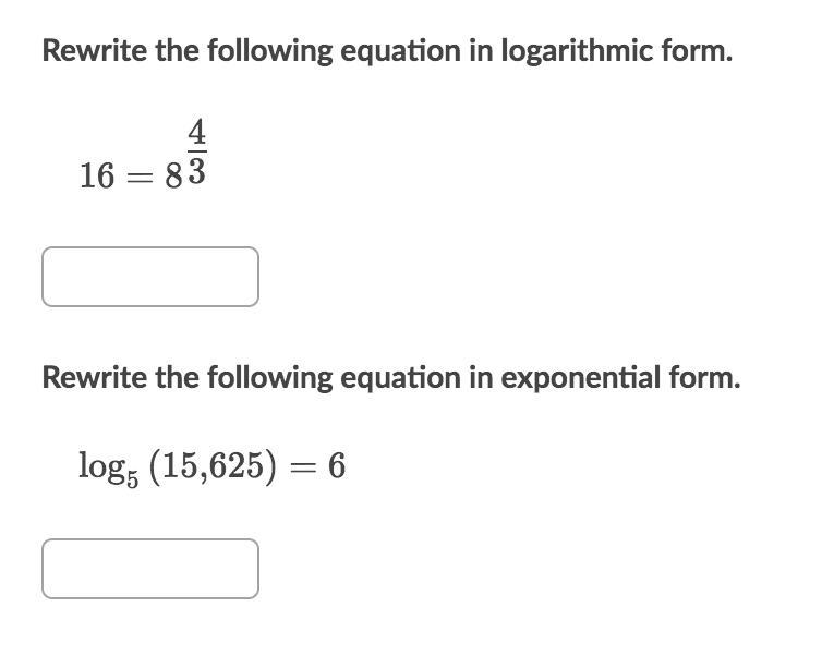 Logarithmic help is needed. Be sure to note the differences between logarithmic and exponential forms