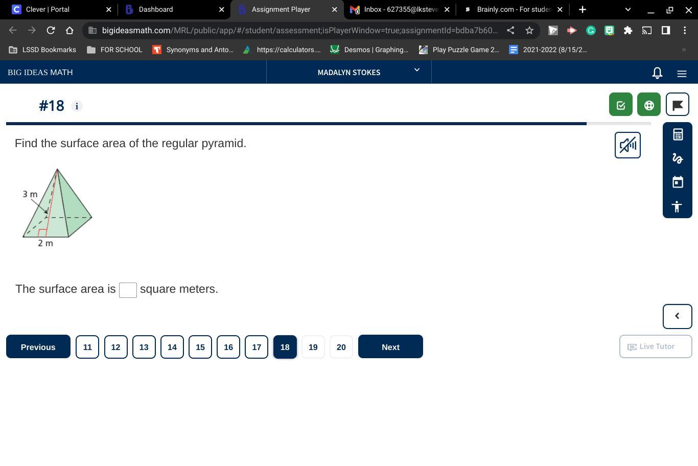 Find the surface area of the regular pyramid.