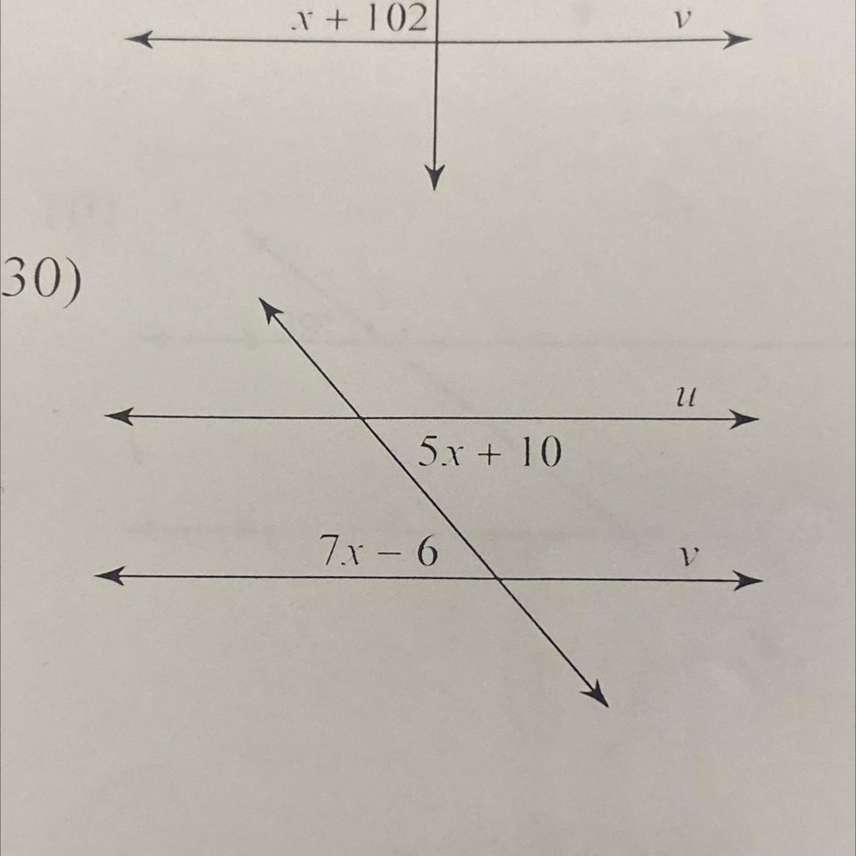 WILL GIVE BRAINLIST TO BEST ANSWER Find the value of x that makes lines u and v parallel