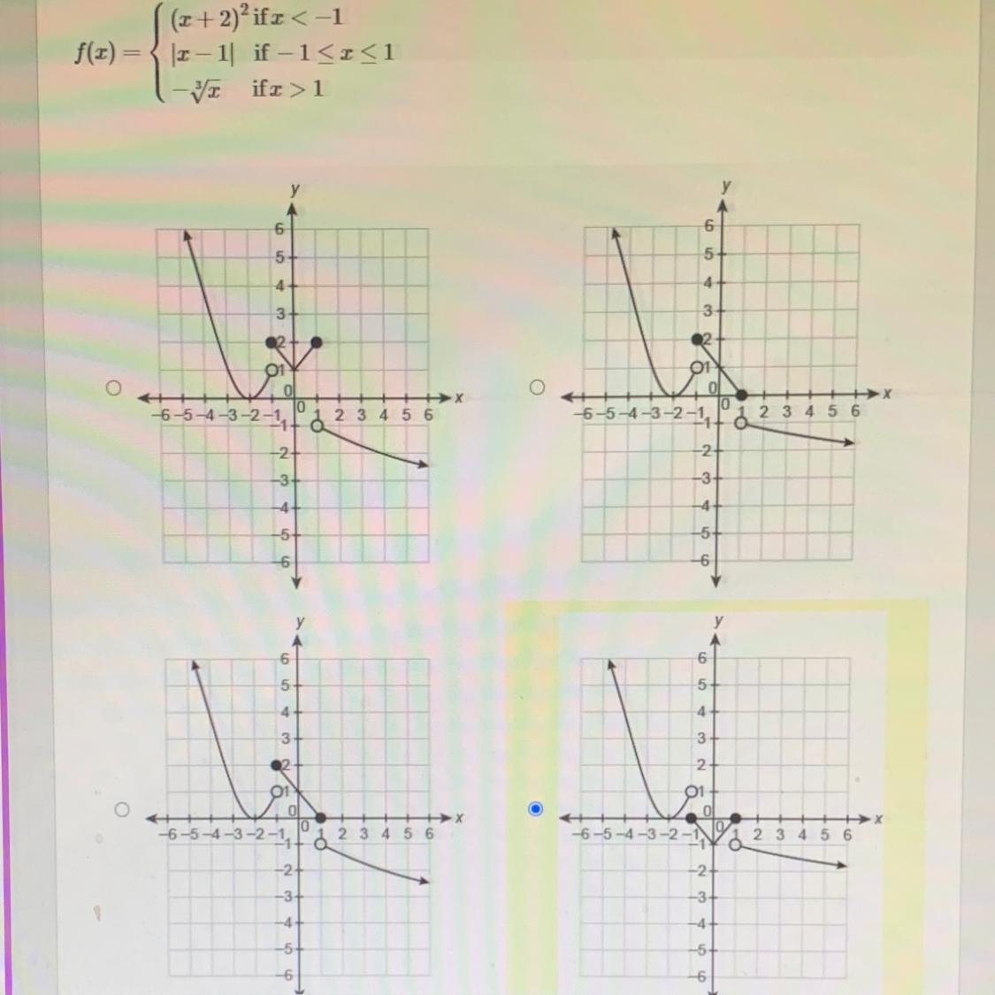 which graph represents the function? NEED ANSWER ASAP 20 POINTS!! 