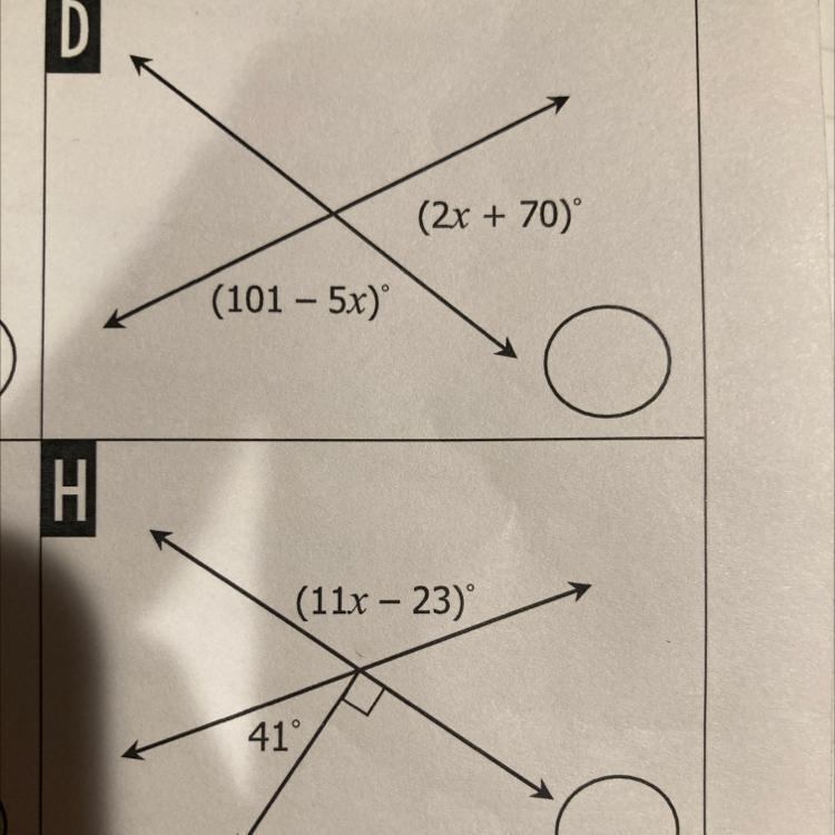 Find value of x and show work please 